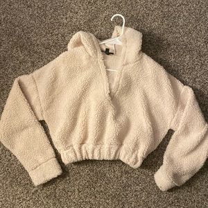 Missguided Cropped Teddy Hoodie